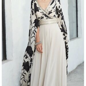 Elegant Black and Cream Floral Dress